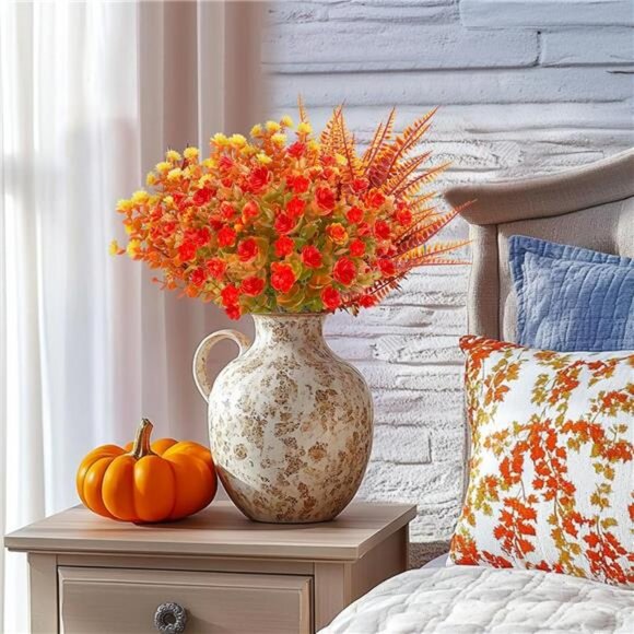 20 Bundles Artificial Fall Flowers for Outdoors Fall Decorations - UV Resistant - Picture 4 of 7